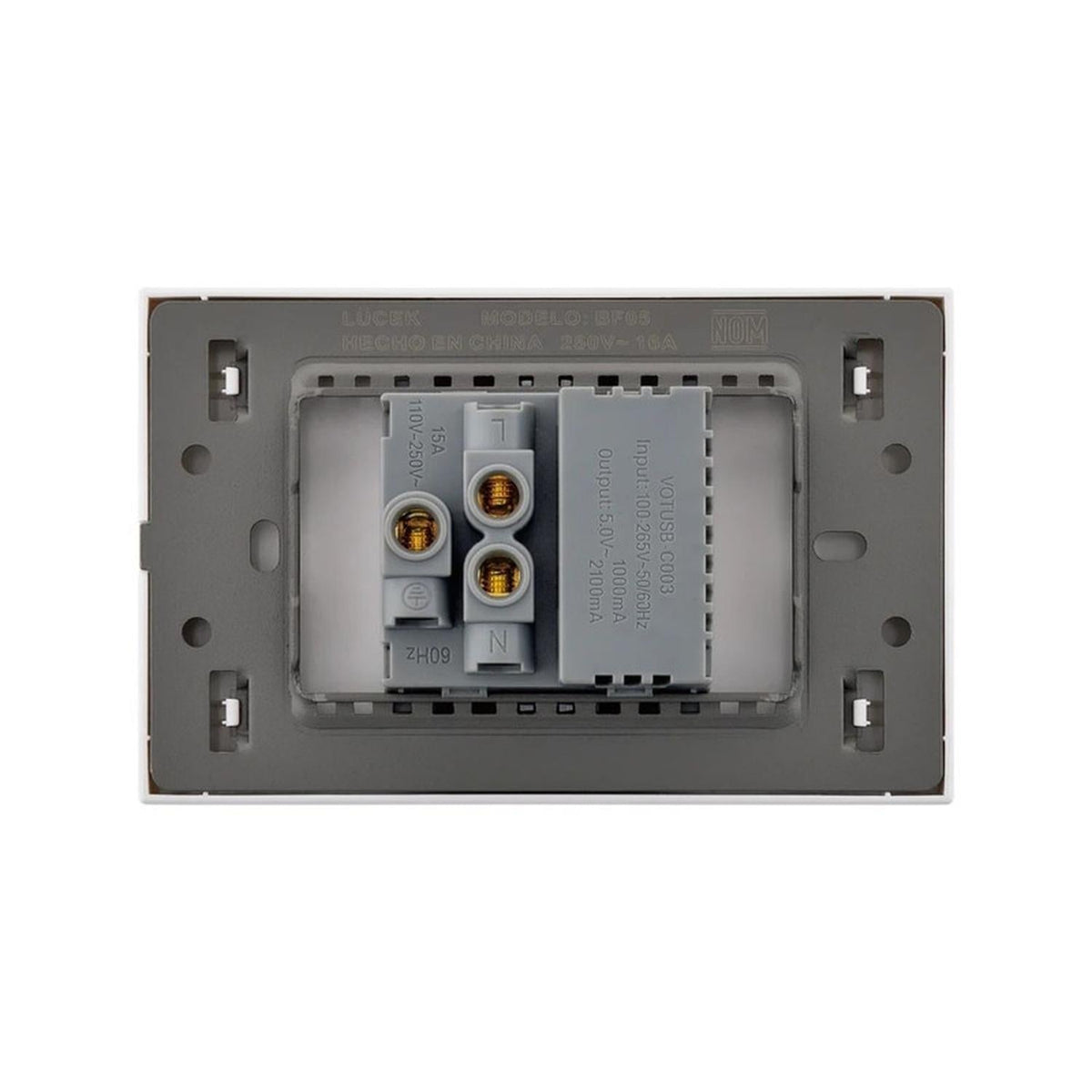 Placa Con 1 Contacto Y 2 Entradas USB Lucek Línea Flat - Flash Sales