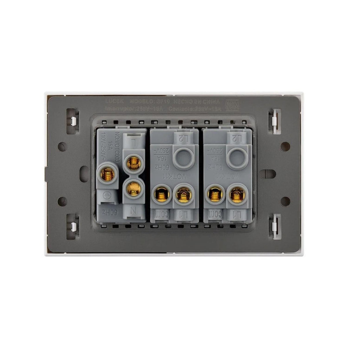 Placa Con 2 Apagadores Sencillos Y 1 Contacto Lucek FlatPack 6 - Flash Sales