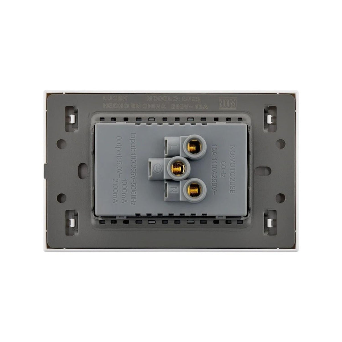 Placa Con 2 Contactos Y 2 Entradas USB Lucek Línea Flat - Flash Sales