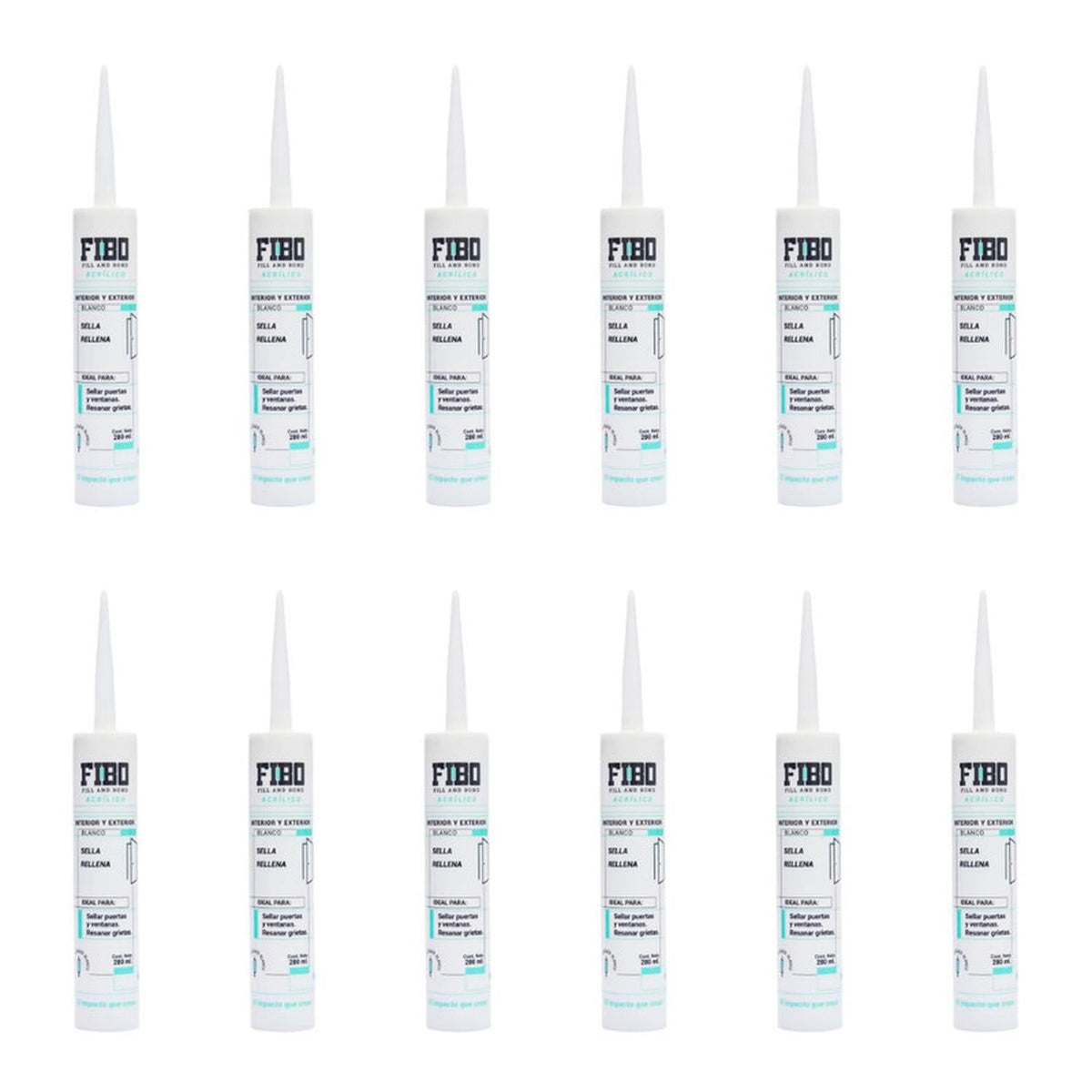 Acrílico Interior y Exterior Blanco Fibo 280 ml Caja 12 Pz - Flash Sales